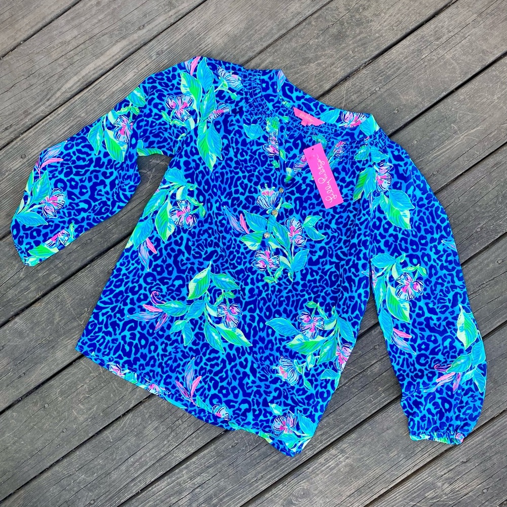 NWT Lilly Pulitzer Elsa Silk Top Multi Hot On The Spot Size S
